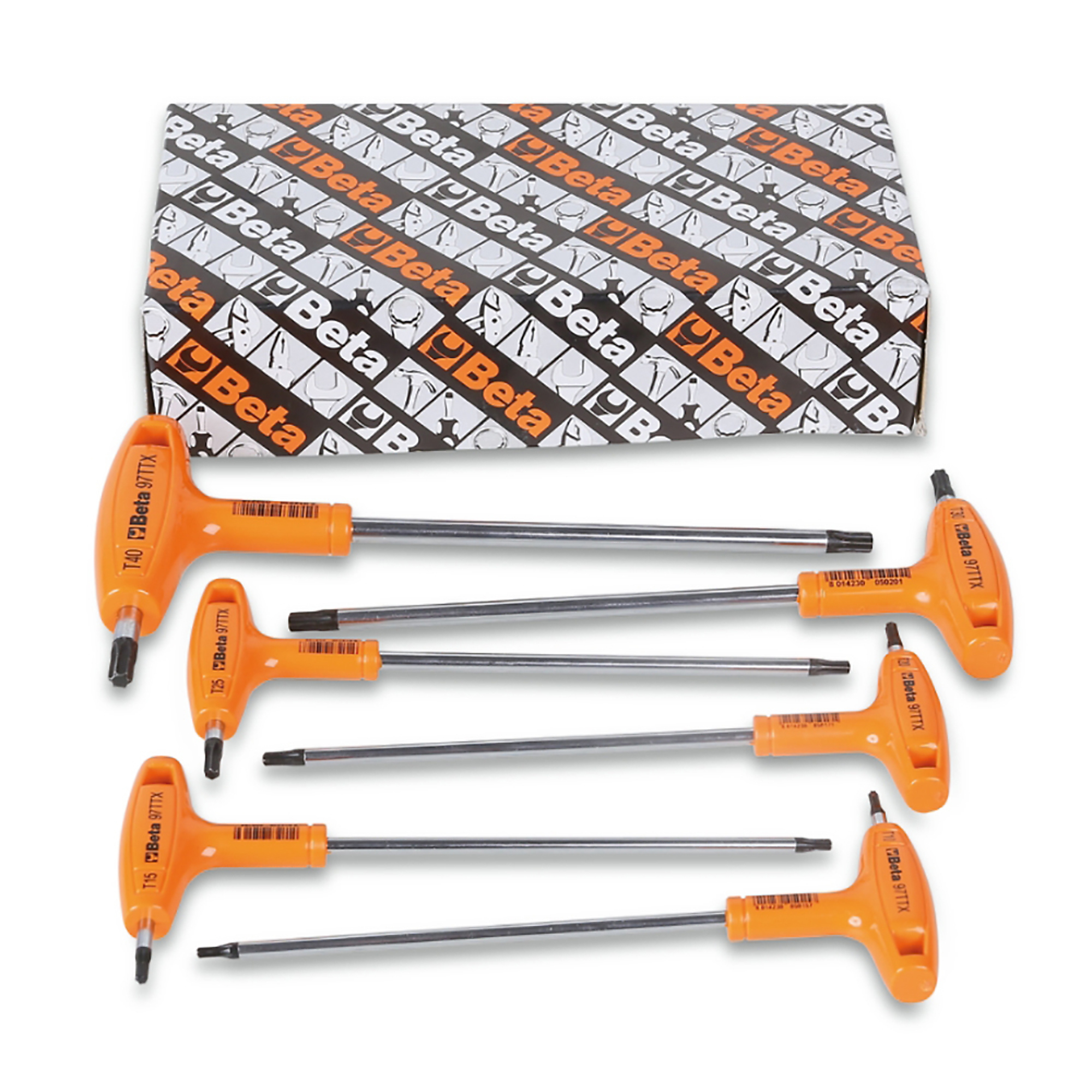 Beta Set of 6 Torx Star T-Handle Hex Key Wrenches — High Torque, Dual Torx Tips, Ergonomic, Model# 97TTX/S6